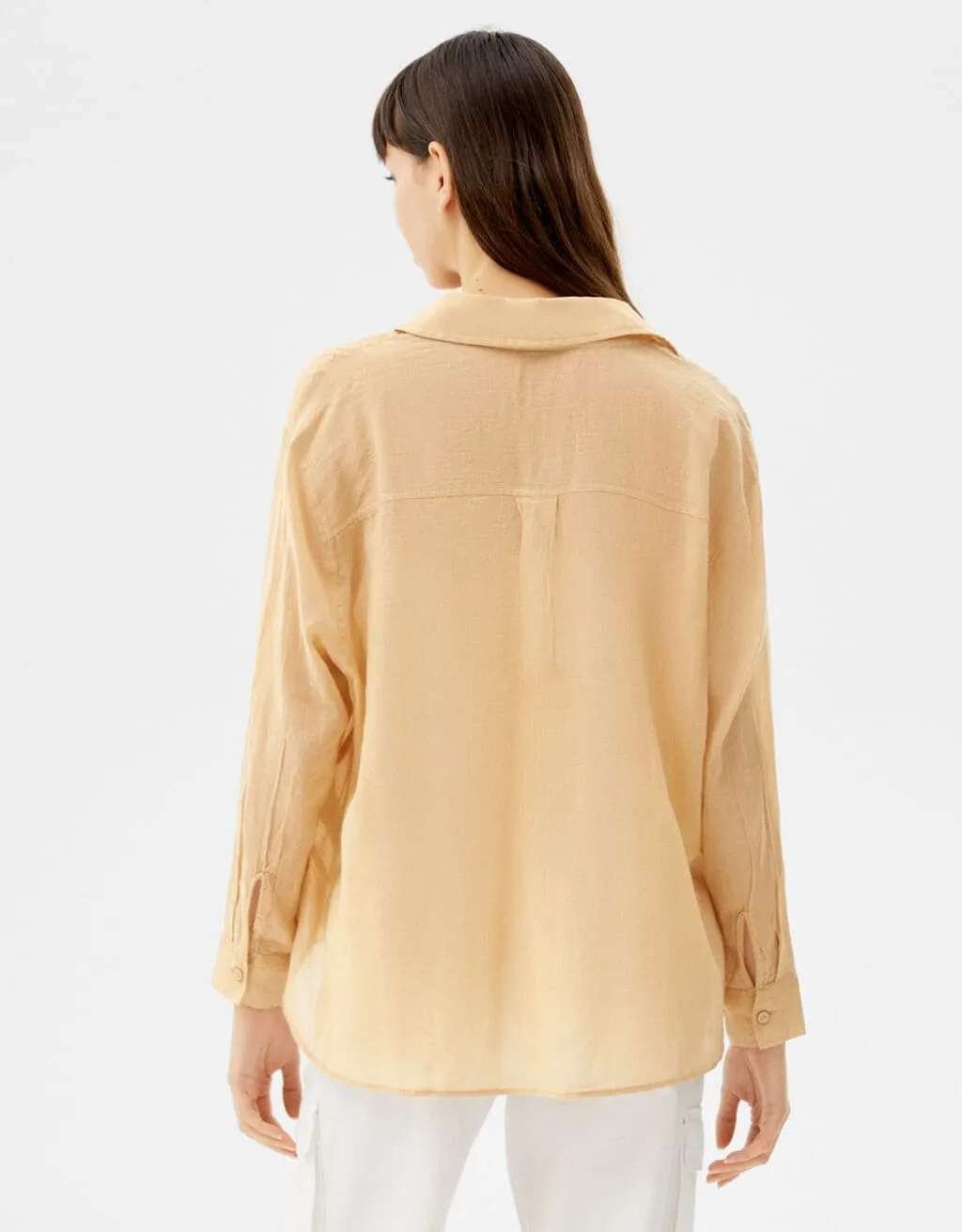 Oversize-Langarmhemd im rustikalen Look